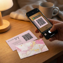 Roze en goudmarmer QR-code voor bruiloften RSVP