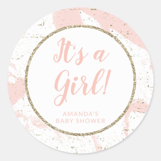 Roze en goudmarmer Stickers (Voorkant)