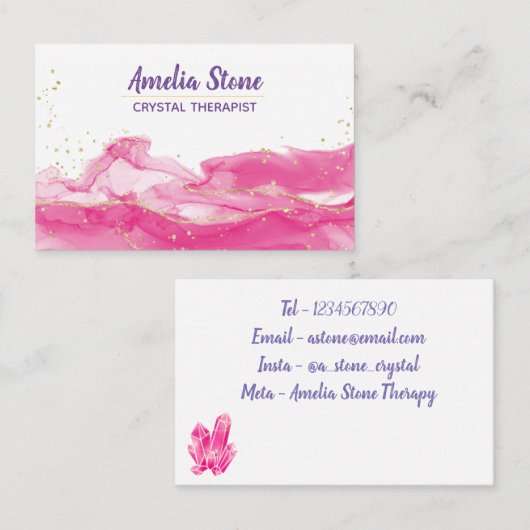 Roze en goudmarmer Visitekaartje (Voorkant / Achterkant)