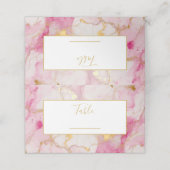 Roze en goudmarmer voor de bruiloft plaatskaartje (Buitenkant ongevouwen)