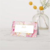 Roze en goudmarmer voor de bruiloft plaatskaartje (Achterkant)