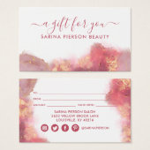 Roze en goudmatige vloeibare Waterverf Gift Kaart (Voorkant /achterkant)