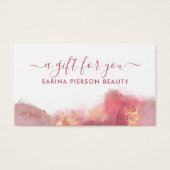 Roze en goudmatige vloeibare Waterverf Gift Kaart (Voorkant)