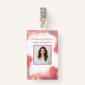 Roze en goudmatige vloeibare Waterverf-ID Badge (Voorkant met clip)