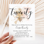 Roze en goudmeisje 20e verjaardag uitnodiging