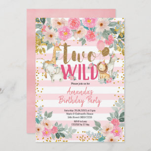 Roze en goudmeisje Twee Wilde Dagen Kaart