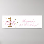 Roze en goudmeisjes 11e verjaardag feestdag poster (Voorkant)