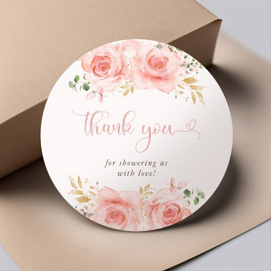 Roze en goudmeisjes Baby shower Gift Labels