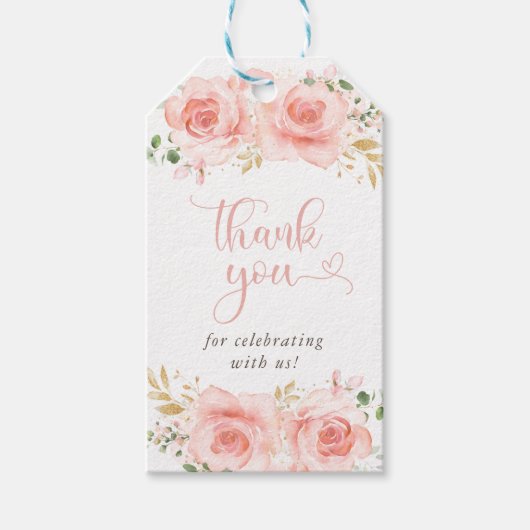 Roze en goudmeisjes Baby shower Gift Labels Cadeaulabel (Voorkant)