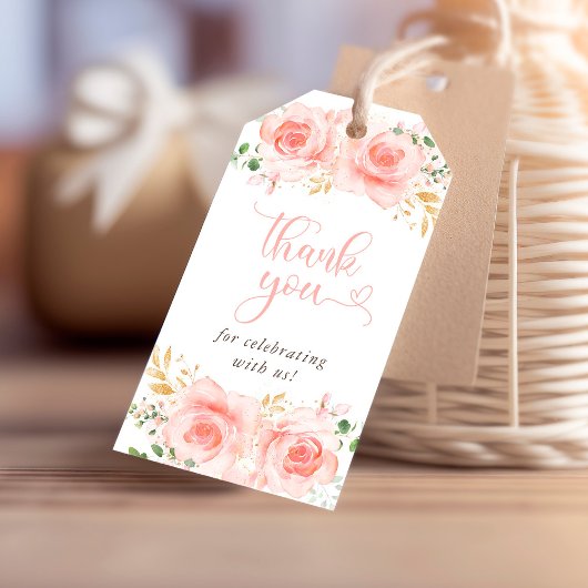 Roze en goudmeisjes Baby shower Gift Labels Cadeaulabel
