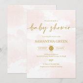 Roze en goudmeisjes Baby shower Kaart (Voorkant / Achterkant)