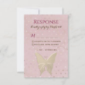 Roze en goudmeisjes op zaterdag RSVP-kaart RSVP Kaartje (Voorkant)