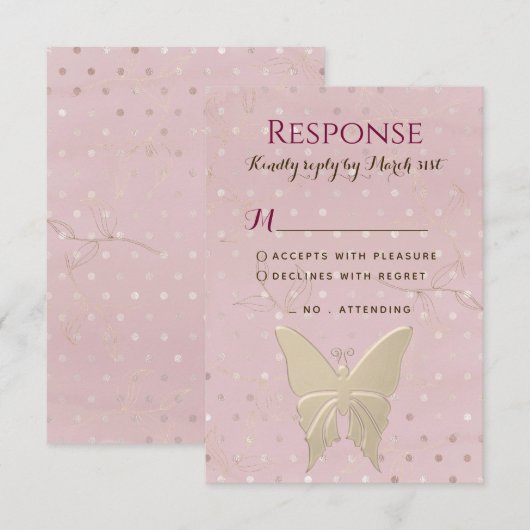 Roze en goudmeisjes op zaterdag RSVP-kaart RSVP Kaartje (Voorkant / Achterkant)