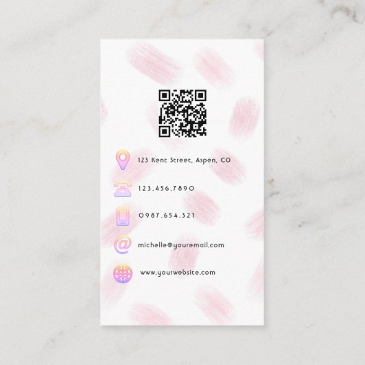 Roze en goudmeisjes QR-code Visitekaartje (Achterkant)