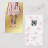 Roze en goudmeisjes QR-code Visitekaartje (Voorkant / Achterkant)