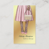 Roze en goudmeisjes QR-code Visitekaartje (Voorkant)