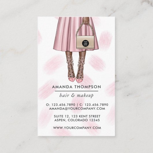 Roze en goudmeisjes Visitekaartje (Achterkant)