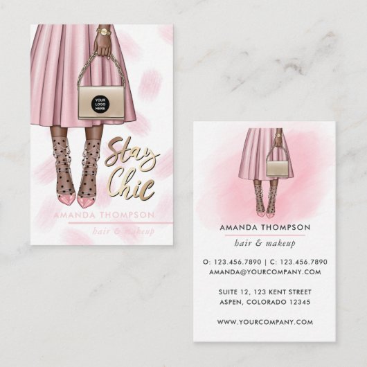 Roze en goudmeisjes Visitekaartje (Voorkant / Achterkant)