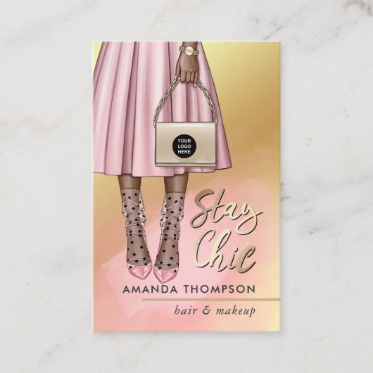 Roze en goudmeisjes Visitekaartje (Voorkant)