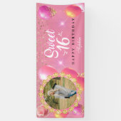 Roze en goudmeisjes zestienmaal, op maat spandoek (Verticaal)