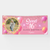 Roze en goudmeisjes zestienmaal, op maat spandoek (Horizontaal)