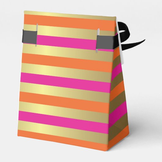 Roze en goudmetaalstrips Bedankt Bedankdoosjes (Achterkant)