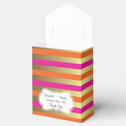 Roze en goudmetaalstrips Bedankt Bedankdoosjes (Geopend)