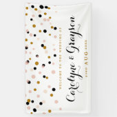 Roze en goudmoderne Confetti Stippen Banner (Verticaal)