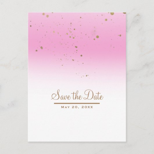 Roze en goudmoderne Glam-logo's Opslaan datum Aankondigingskaart (Voorkant)