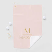 Roze en goudmonogram op maat | Naam Golfhanddoek (Insitu)