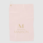Roze en goudmonogram op maat | Naam Golfhanddoek (Voorkant)