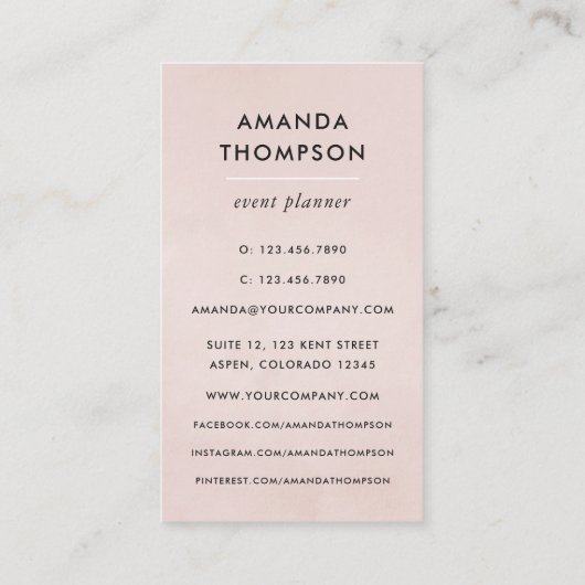 Roze en goudmystiek visitekaartje (Achterkant)