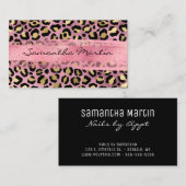 Roze en goudoliepleopardpenseel Spotpenseel Slag Visitekaartje (Voorkant / Achterkant)