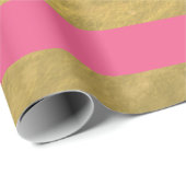 Roze en goudoliesnijpes bedrukt cadeaupapier (Rol Hoek)