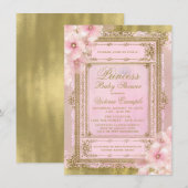 Roze en goudoliesprincess Baby shower Kaart (Voorkant / Achterkant)