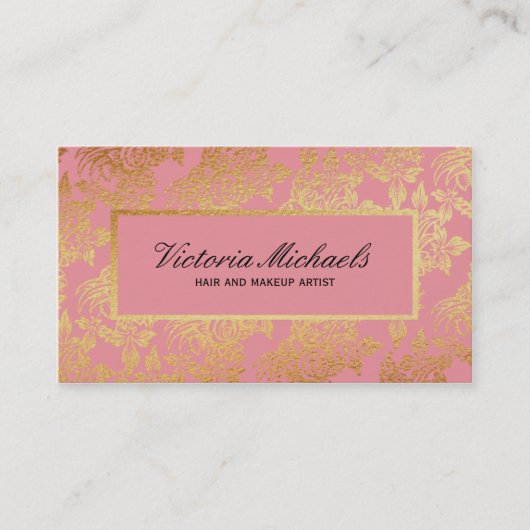 Roze en goudolievlekken Visitekaartjes (Voorkant)