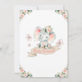 Roze en goudolifant Baby shower Kaart (Achterkant)