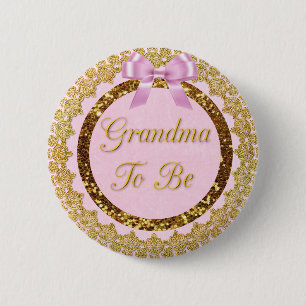 Roze en goudoma om Baby shower Button te zijn