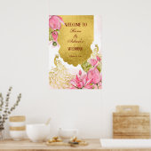 Roze en goudpauwoog Indiaas welkomstteken Poster (Keuken)
