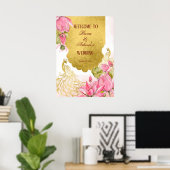 Roze en goudpauwoog Indiaas welkomstteken Poster (Thuiskantoor)