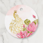 Roze en goudpauwoog Indische bruiloft Bedankjes Labels (Achterkant)