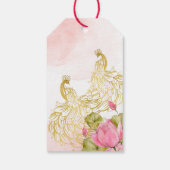 Roze en goudpauwoog Indische bruiloft Cadeaulabel (Achterkant)