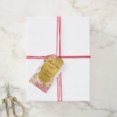 Roze en goudpauwoog Indische bruiloft Cadeaulabel (Met Touw)