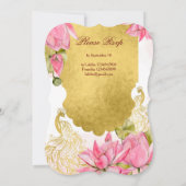Roze en goudpauwoog Indische bruiloft Kaart (Achterkant)