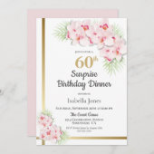 Roze en goudplatenonderneming 60e verjaardag avond kaart (Voorkant / Achterkant)
