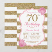 Roze en goudplein voor de 70e verjaardag van de ui kaart (Voorkant / Achterkant)