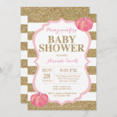 Roze en goudpompoen Baby shower Kaart (Voorkant / Achterkant)