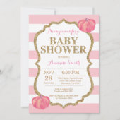 Roze en goudpompoen Baby shower Kaart (Voorkant)