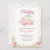 Roze en goudpompoen baby shower waterverf kaart (Voorkant)