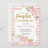 Roze en goudpompoen Eerste uitnodiging van de verj (Voorkant)